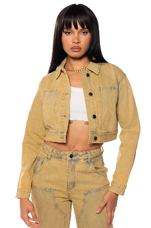 Limited Stock, Big Discounts GOETHE MIXED WASH CROP DENIM JACKET