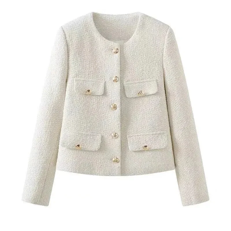 Stay Ahead In Style Chic Multipocket Women's Tweed Jacket