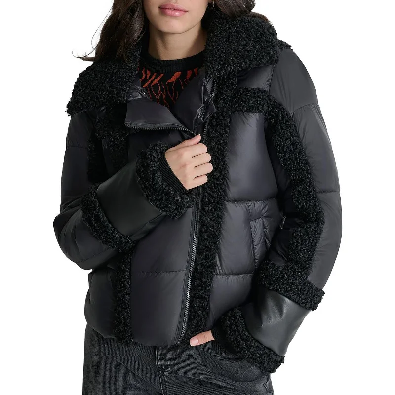 Womens Faux Fur Nylon Puffer Jacket