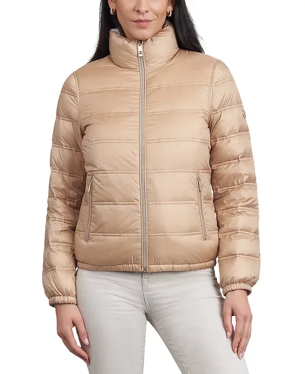 Clothes Women Michael Michael Kors Women's Reversible Packable Jacket, Bone/Buff