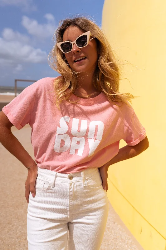 Women Wear Online Pink Sunday T-Shirt