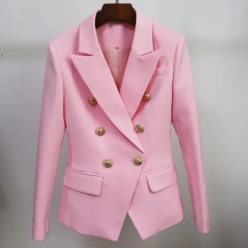 Chic Trends Unveiled Classic Pink Blazer Women - Casual - Plain-Solid