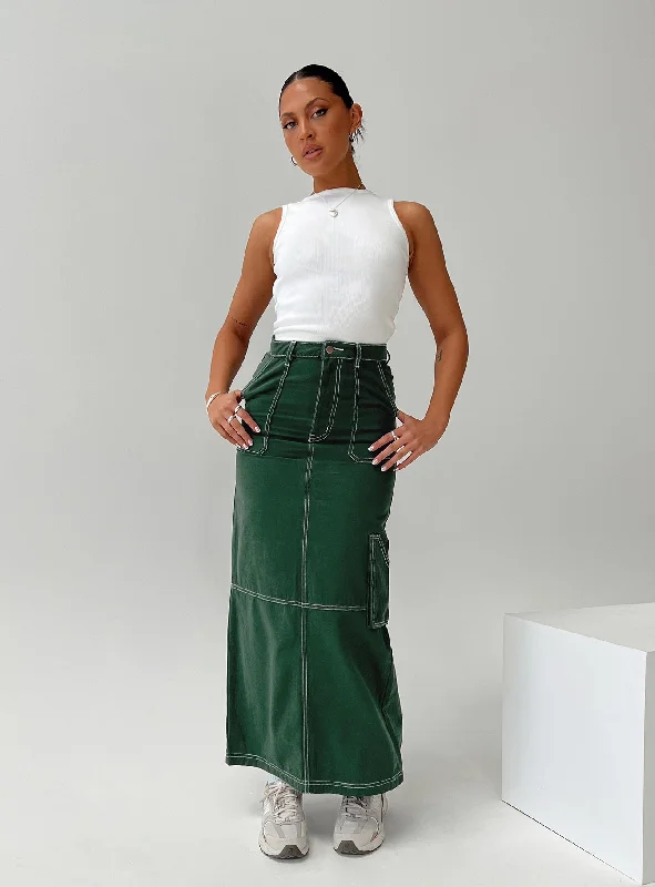 Chic And Comfortable Vine Maxi Skirt Green