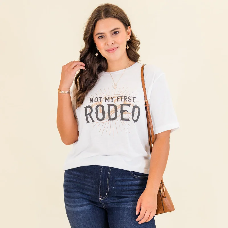 Online Boutiques Best Not My First Rodeo Tee, Solid White Triblend