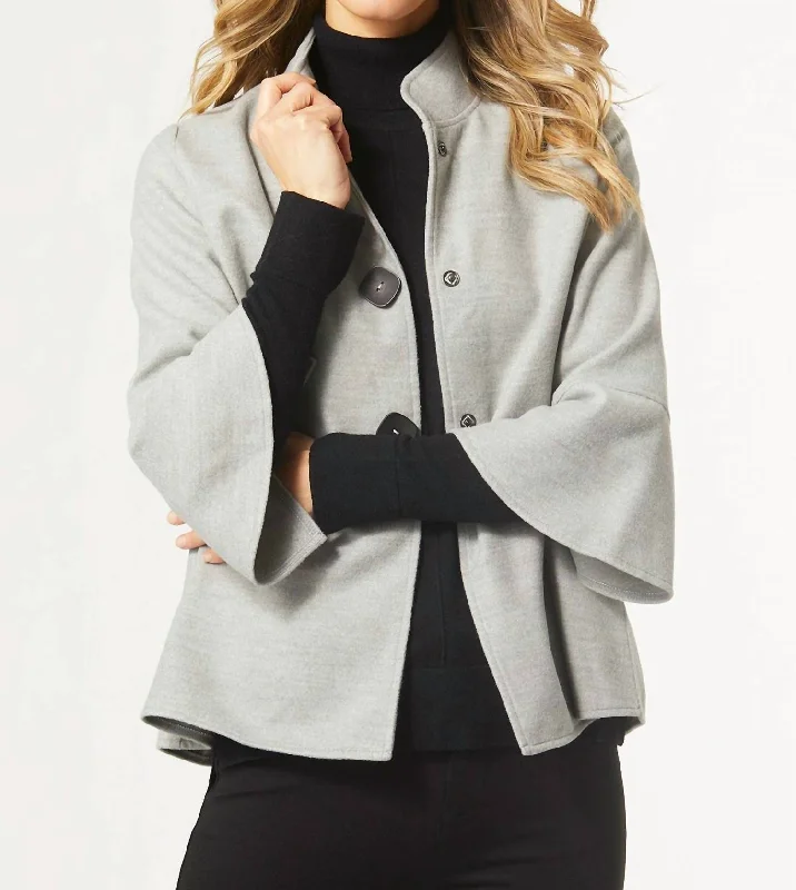 Luann Soft Brushed Cape In Mid Heather Grey