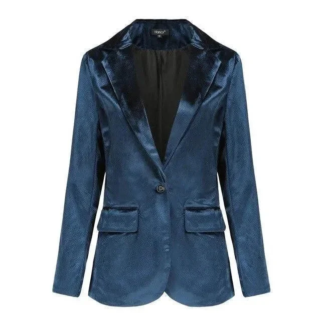 Dive Into Trendy Women's Fashion The Smooth Session Velvet Blazer Women - Casual - Plain-Solid