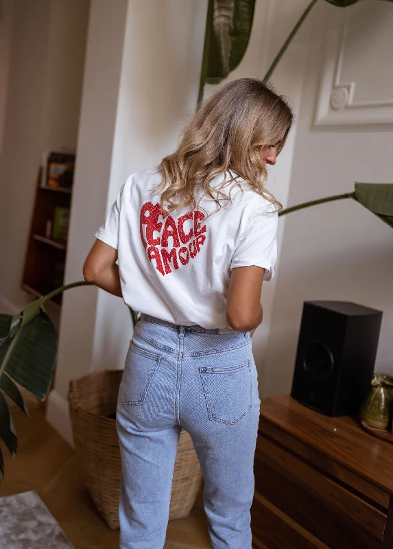 Boho Chic Fashion White Peace T-Shirt