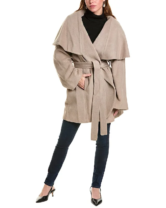 Tahari Marla Oversized Wool-Blend Wrap Coat