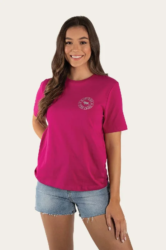 Style Streetwear Signature Bull Womens Loose Fit T-Shirt - Magenta/Silver