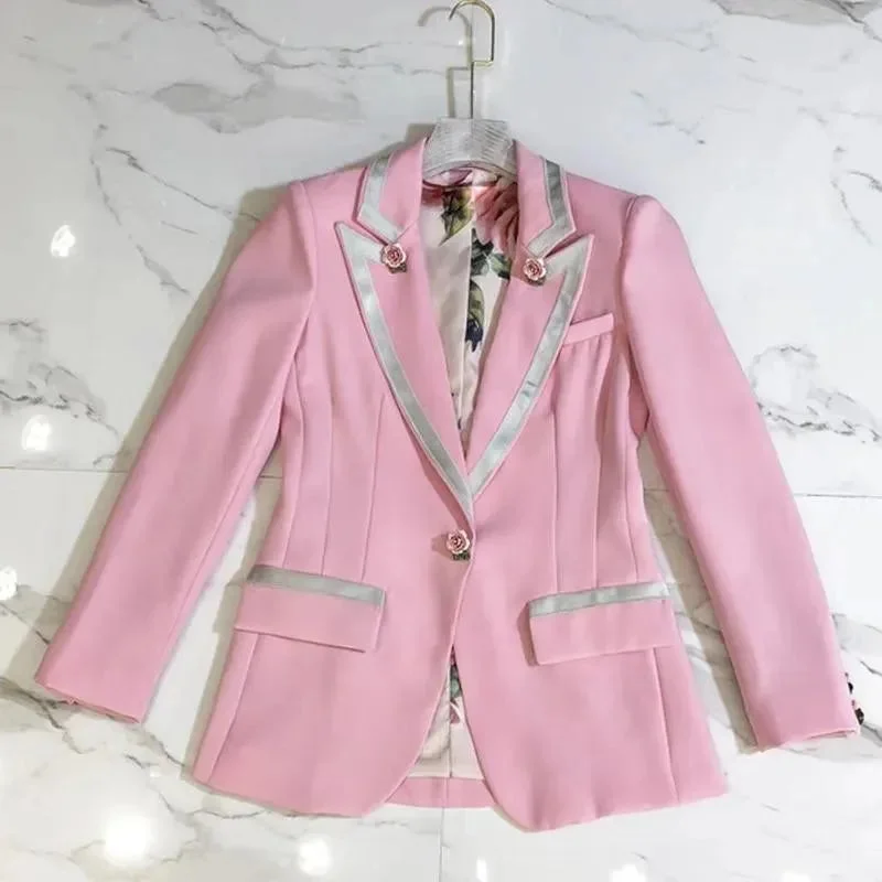 Trend Leading Collection Elegant Pink Blazer Women - Casual - Plain-Solid