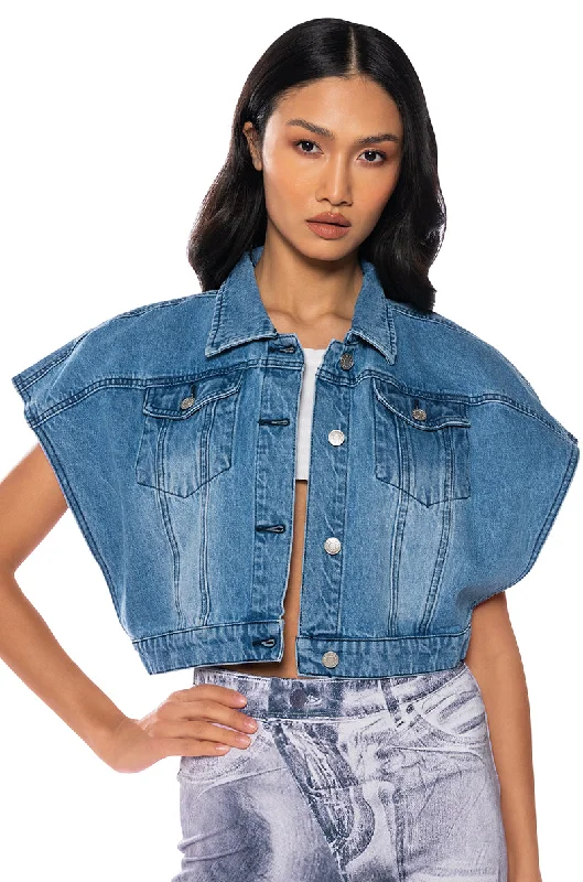 Elegant Clothing OUI MERCI CROPPED DENIM PONCHO